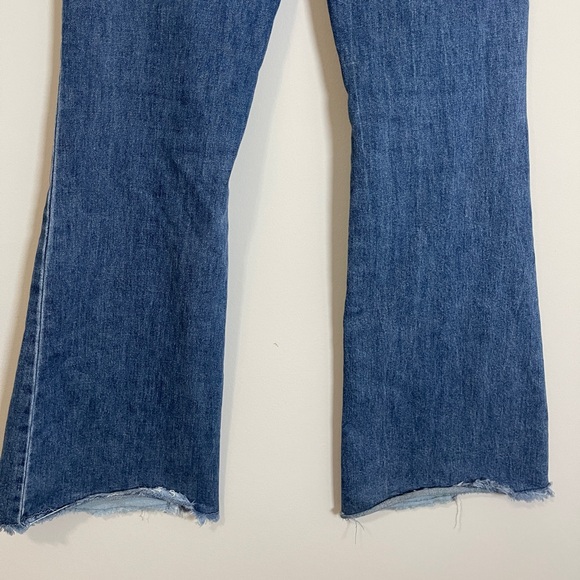 Madden NYC Womens Jeans Size 9 Blue Flare Leg Patchwork Frayed High Rise Denim - Picture 6 of 10